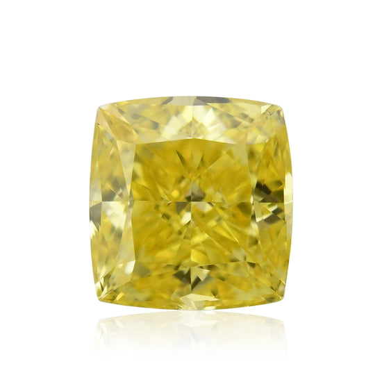 0.54 Karat Fancy Vivid Yellow Cushion Diamant VS1 GIA