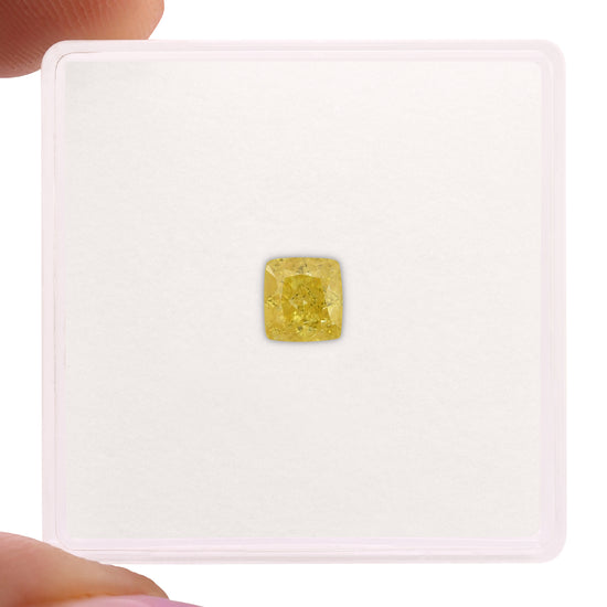 0.54 Carat Fancy Vivid Yellow Cushion Diamond SI1 GIA
