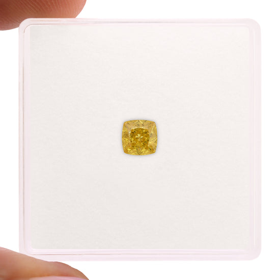 0.45 Carat Fancy Vivid Yellow Cushion Diamond VVS1 GIA