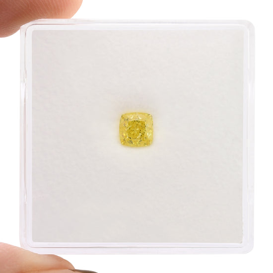 0.45 Carat Fancy Vivid Yellow Cushion Diamond SI1 GIA
