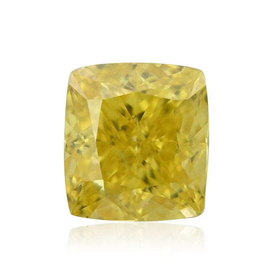 0.37 Karat Fancy Vivid Yellow Cushion Diamant VS2 GIA