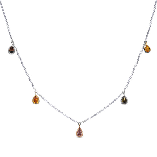 Mix Color Pear Diamond Necklace
