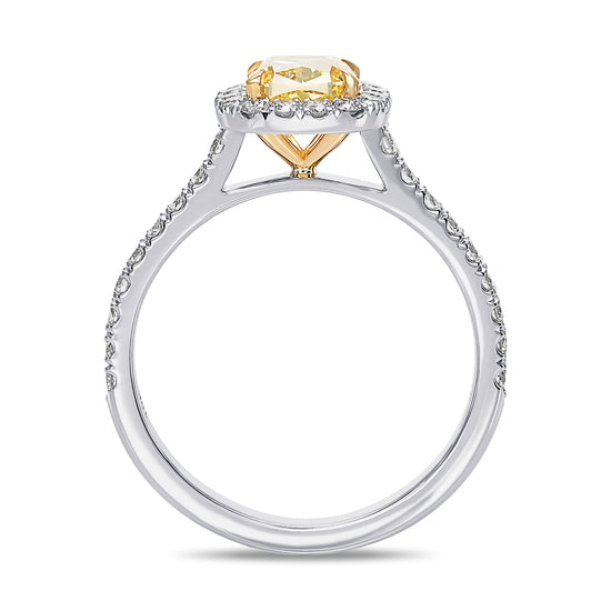 Fancy Vivid Yellow Cushion Diamond Halo Ring