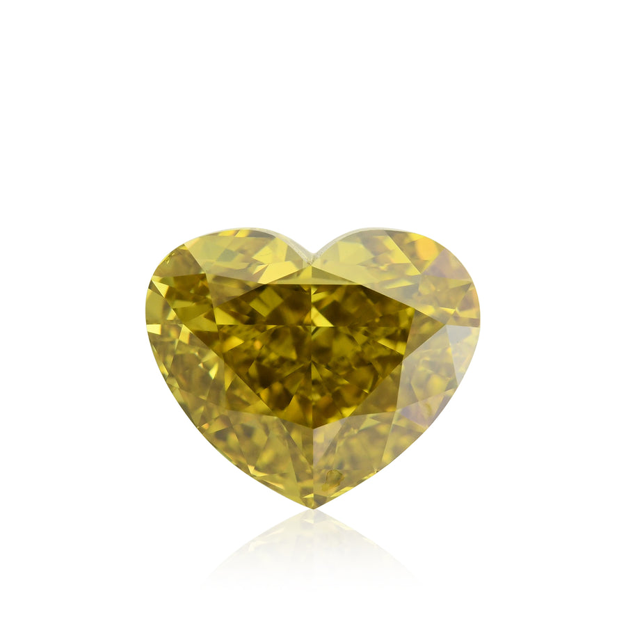 4.01 Carat Fancy Deep Brownish Greenish Yellow Heart Diamond VS1 GIA