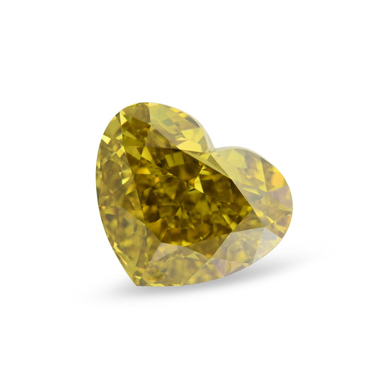 4.01 Carat Fancy Deep Brownish Greenish Yellow Heart Diamond VS1 GIA
