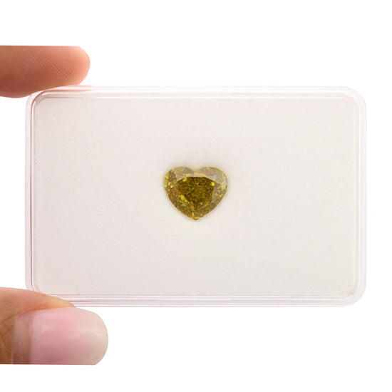 4.01 Carat Fancy Deep Brownish Greenish Yellow Heart Diamond VS1 GIA