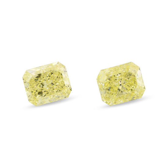 4.03 Carat Fancy Yellow Radiant Diamonds SI1 GIA Pair