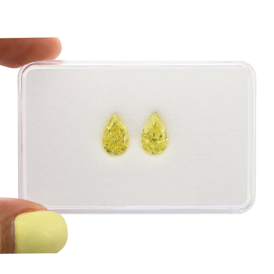4.04 Carat Fancy Intense Yellow Pear Diamonds VS1 GIA