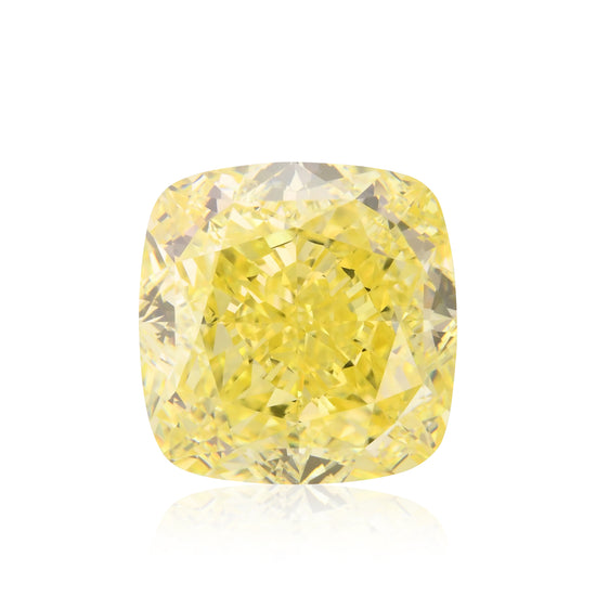 4.07 Carat Fancy Intense Yellow Cushion Diamond VS1 GIA