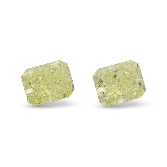 4.07 Carat Fancy Yellow Radiant Diamonds VVS2 GIA Pair