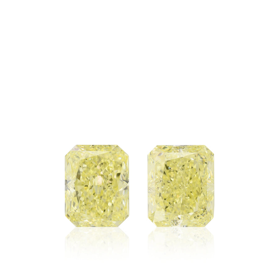 4.08 Carat Fancy Light Yellow Radiant Diamonds VVS2 GIA Pair