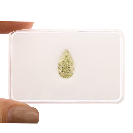 4.32 Carat Fancy Green Yellow Pear Diamond VS1 GIA