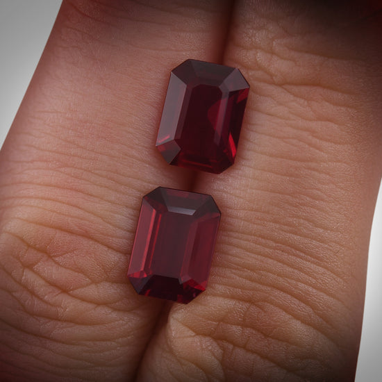 Pair of 4.44 Carat Red MOZAMBIQUE Emerald Rubies CD