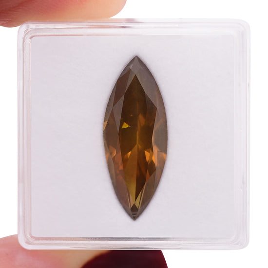 4.47 Carat Fancy Deep Brown Orange Marquise Diamond I1 GIA