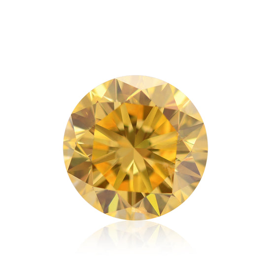 4.74 Carat Fancy Vivid Orangy Yellow Round Diamond SI2 GIA