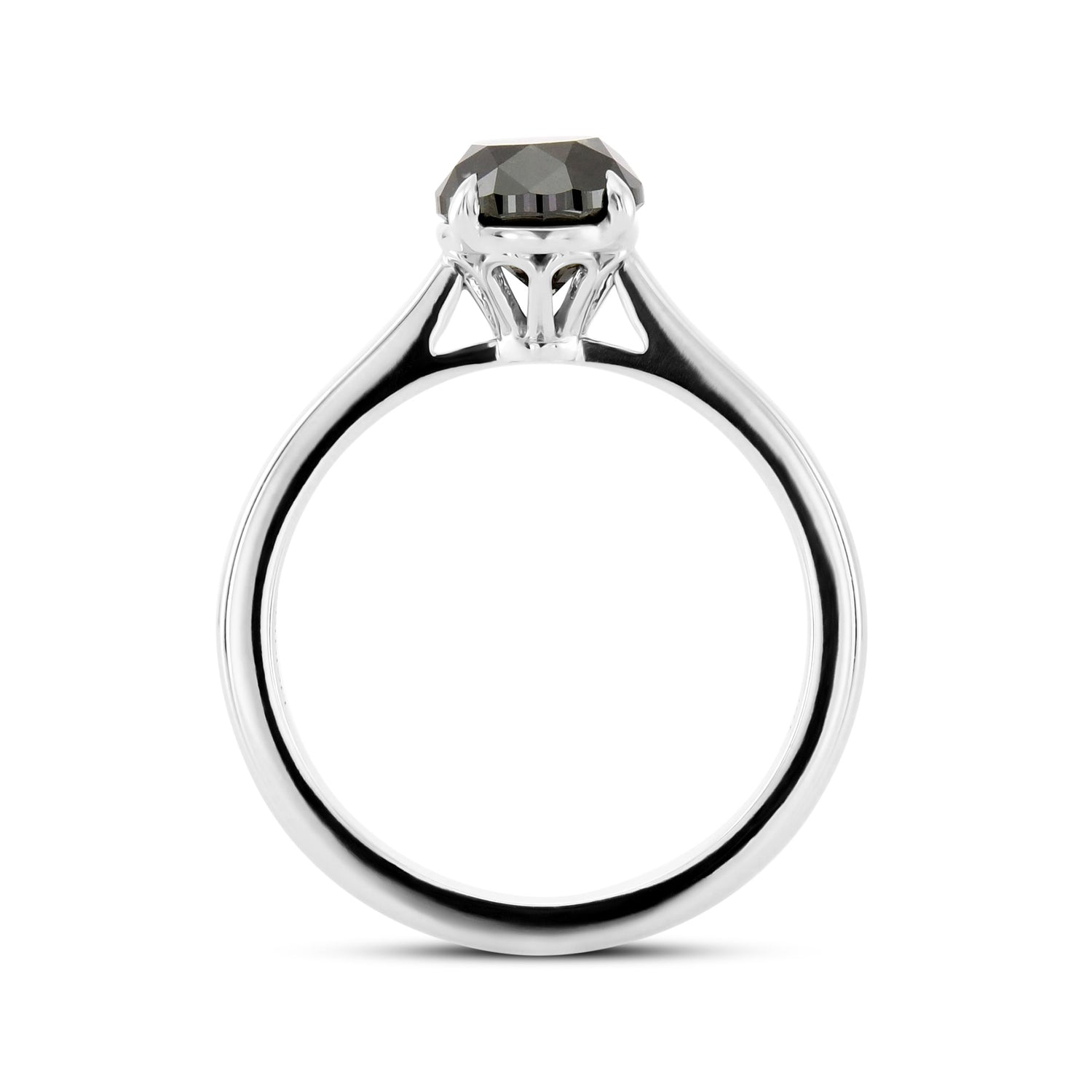 Natural Fancy Black Round Diamond Solitaire Ring