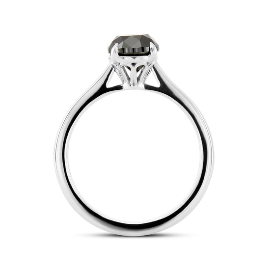 Natural Fancy Black Round Diamond Solitaire Ring