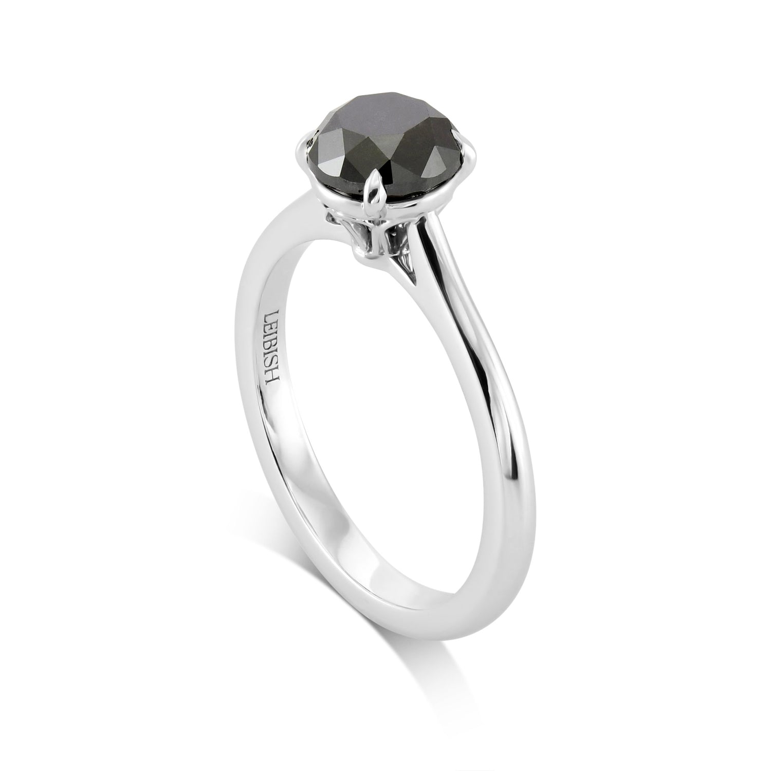 Natural Fancy Black Round Diamond Solitaire Ring