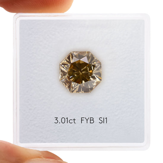 3.01 Carat Fancy Yellow Brown Octagon Diamond (SI1) GIA