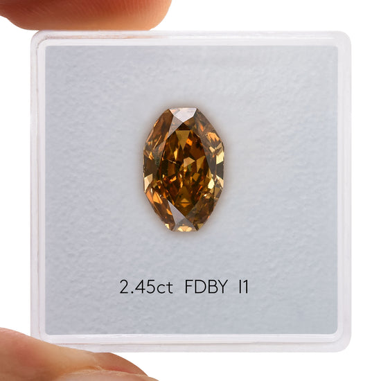 2.45 Carat Fancy Deep Brown Yellow Oval Diamond (I1) GIA
