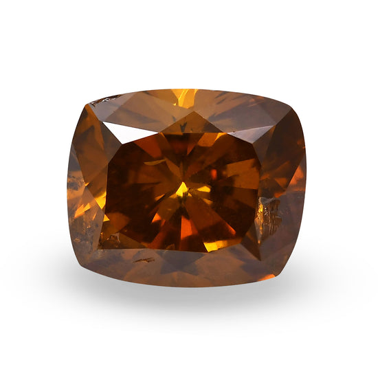 1.01 Carat Fancy Deep Brown Orange Cushion Diamond (I1) GIA