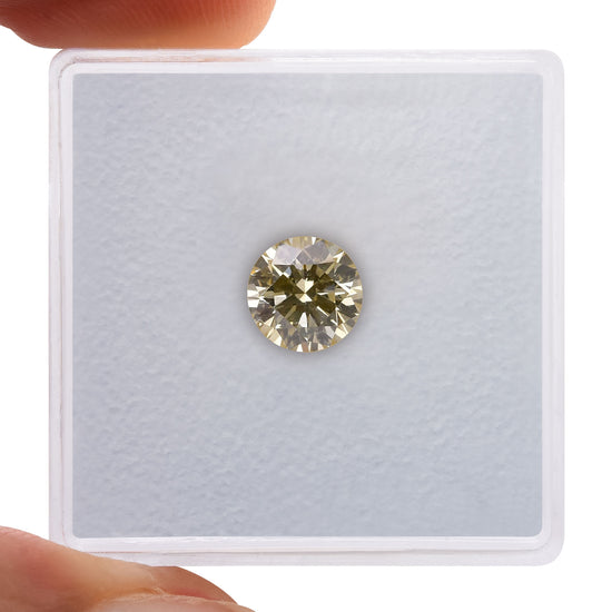 0.90 Carat Fancy Brownish Greenish Yellow Round Brilliant Diamond SI1 GIA