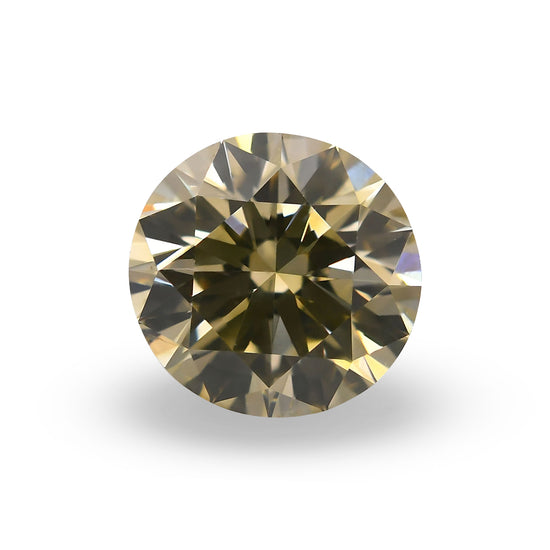 0.90 Carat Fancy Brownish Greenish Yellow Round Brilliant Diamond SI1 GIA