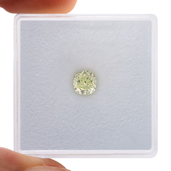 0.52 Carat Fancy Green Cushion Diamond (SI2) GIA