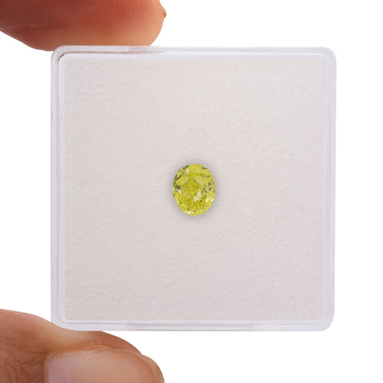 0.45 Carat Fancy Intense Green Yellow Oval Diamond SI2 GIA