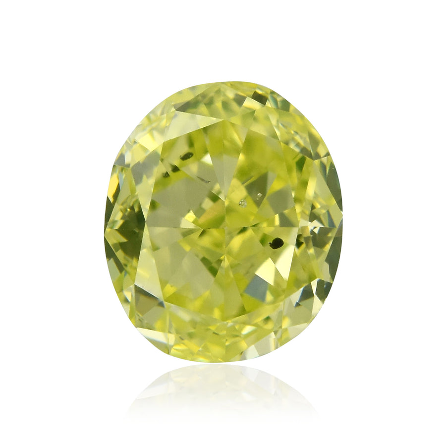 0.45 Carat Fancy Intense Green Yellow Oval Diamond SI2 GIA