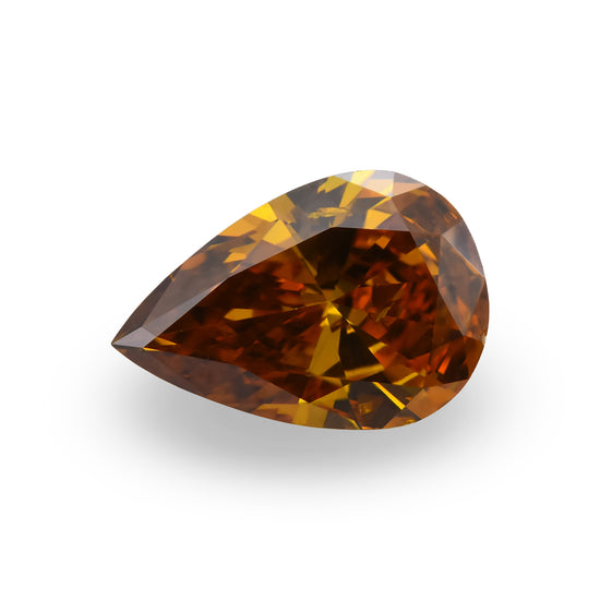 0.60 Carat Fancy Deep Brown Orange Pear Diamond SI1 GIA