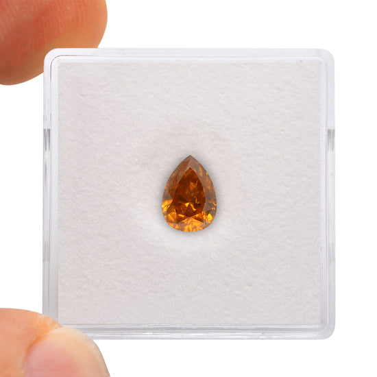 1.01 Carat Fancy Deep Yellowish Orange Pear Diamond (SI2) GIA