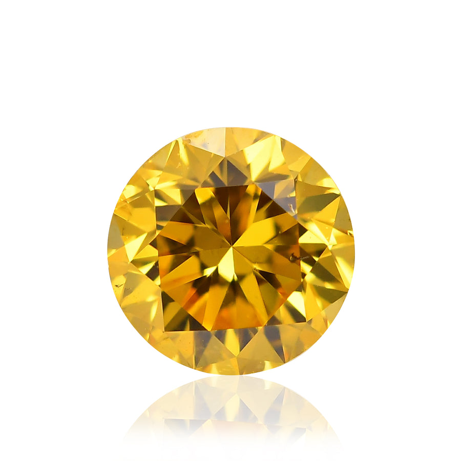 0.43 Carat Fancy Vivid Orangy Yellow Round Brilliant Diamond SI1 GIA