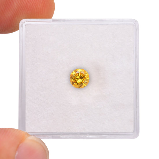 0.43 Carat Fancy Vivid Orangy Yellow Round Brilliant Diamond SI1 GIA