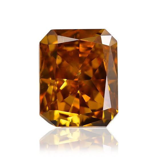 Diamante Radiant Arancio Giallastro Brunastro Fantasia Intenso SI2 GIA da 0,47 carati