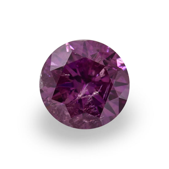 0.43 Carat Fancy Deep Pink Purple Round Brilliant Diamond (I2) GIA