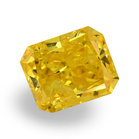 1.11 Carat Fancy Vivid Orangy Yellow Radiant Diamond (I2) GIA