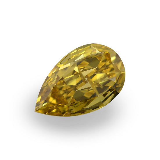 1.10 Carat Fancy Deep Brownish Greenish Yellow Pear Diamond VS1 GIA