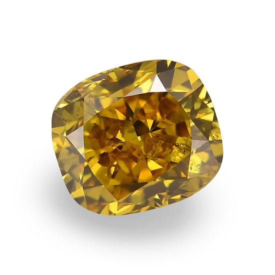 1.01 Carat Fancy Deep Brownish Orangy Yellow Cushion Diamond SI2 GIA