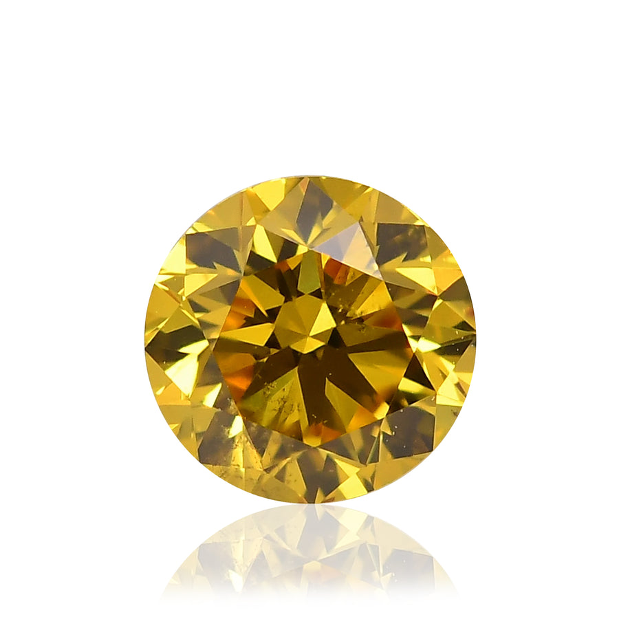 0.35 Carat Fancy Vivid Orangy Yellow Round Brilliant Diamond SI1 GIA