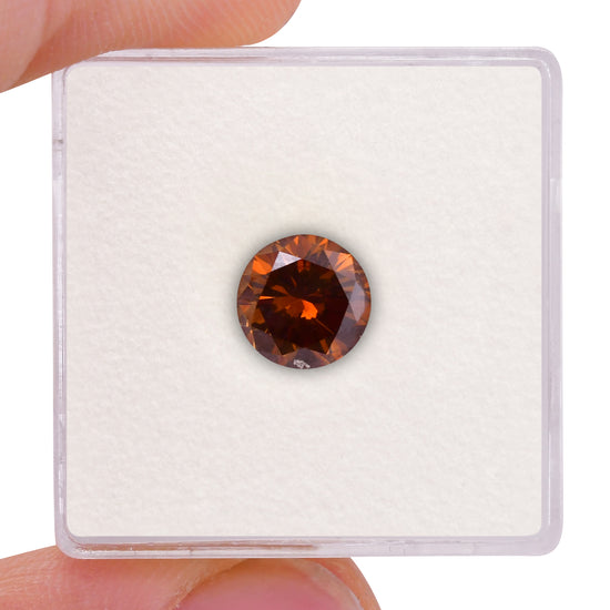 Diamante Rotondo a Taglio Brillante Fantasia Marrone Arancio Intenso da 1,53 Carati SI2 GIA
