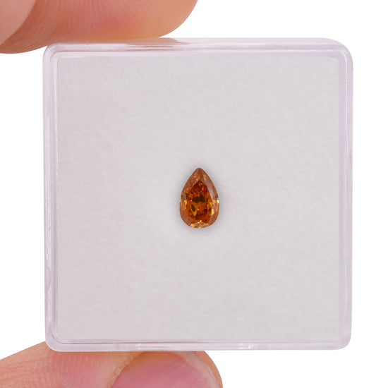 0.39 Carat Fancy Deep Yellow Orange Pear Diamond (SI1) GIA