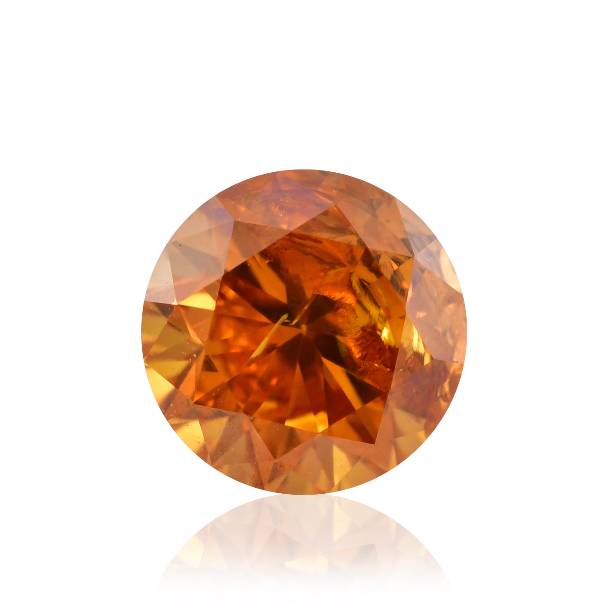 0.40 Carat Fancy Deep Yellowish Orange Round Brilliant Diamond (I1