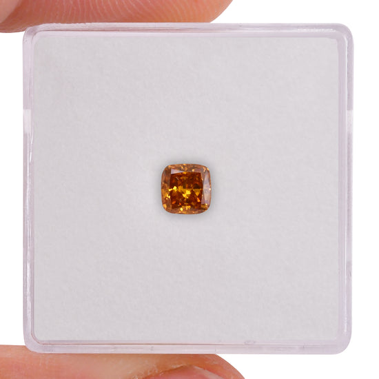 0.41 Carat Fancy Deep Yellow Orange Cushion Diamond I1 GIA