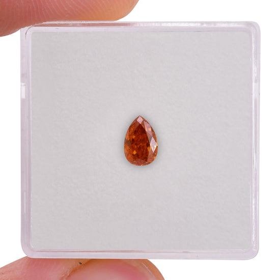 0.50 Carat Fancy Deep Yellowish Orange Pear Diamond (SI1) GIA