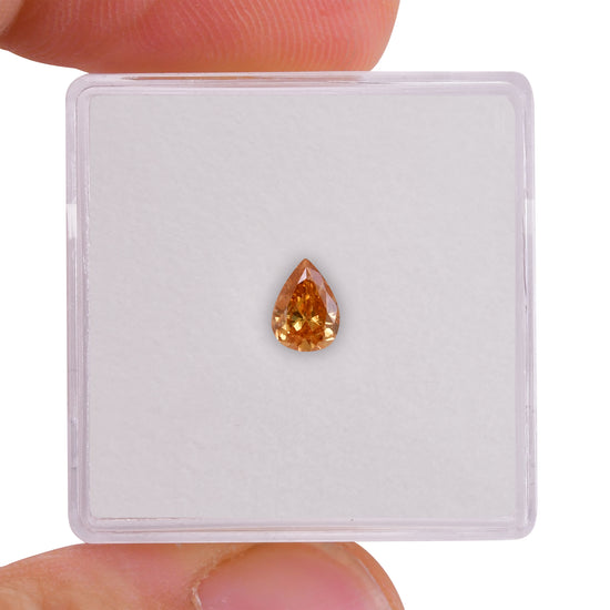 0.31 Carat Fancy Deep Yellow Orange Pear Diamond I2 GIA