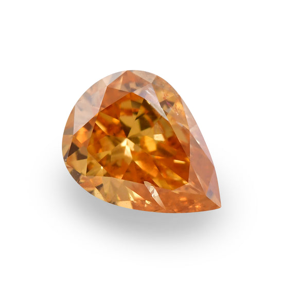 0.31 Carat Fancy Deep Yellow Orange Pear Diamond I2 GIA