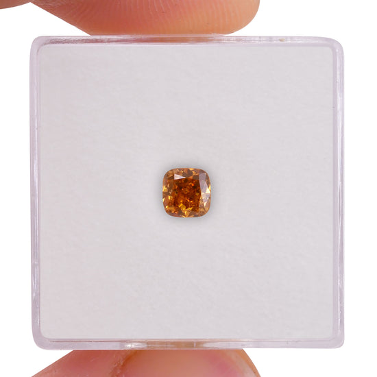 0.51 Carat Fancy Deep Yellowish Orange Cushion Diamond I1 GIA