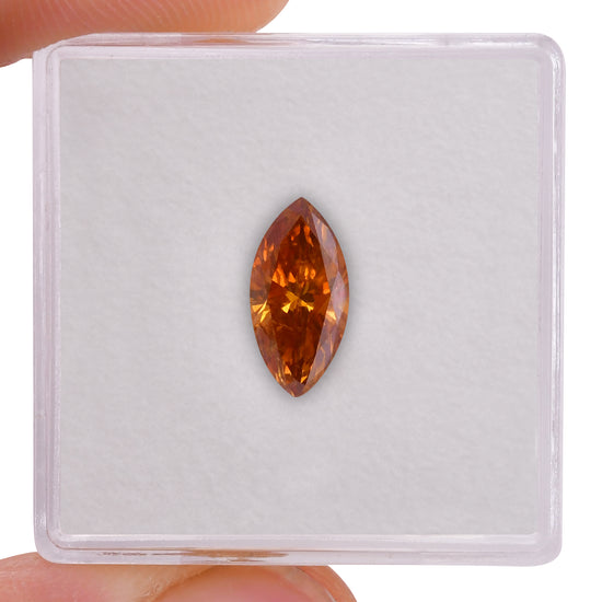 1.09 Carat Fancy Deep Yellowish Orange Marquise Diamond (I1) GIA