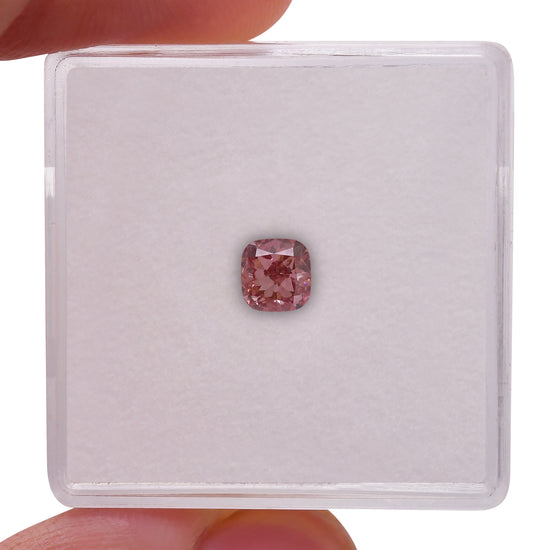 0.45 Carat Fancy Intense Orangy Pink Cushion Diamond VVS2 ARGYLE